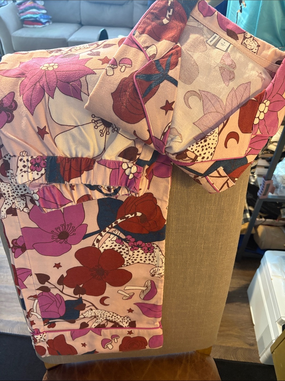 Nordstrom Floral Cotton Pajama Set in Pink, Burgundy and Blue